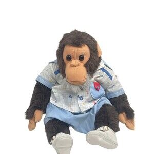 VTG WORLD WILDLIFE FUND MONKEY CHIMPANZEE STUFFED ANIMAL PLUSH W CLOTHES 1985